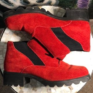 BARBO❣️Red Suede Booties w/Zippers & Elastic For a Great Fit!